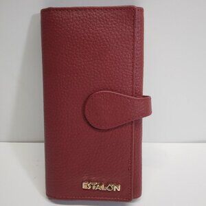 ESTALON Trifold Red Leather Wallet